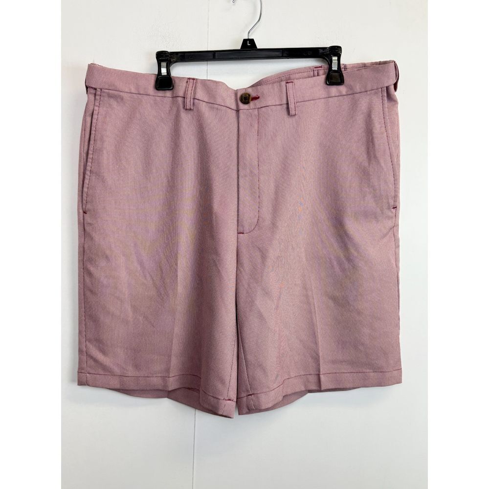 Haggar Cool 18 Pro Shorts‎ Mens 40 Red White Striped UPF Expandable Waist 10"